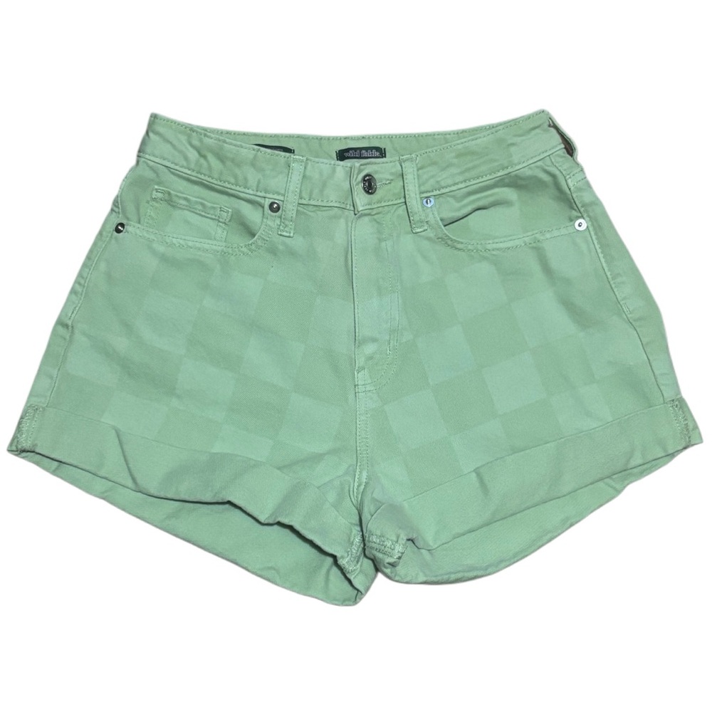 Wild Fable Green Checkered Denim Shorts Size 6